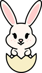 cute easter bunny in egg cartoon