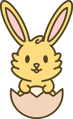 cute easter bunny in egg cartoon