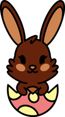 cute easter bunny in egg cartoon