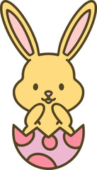 cute easter bunny in egg cartoon