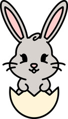 cute easter bunny in egg cartoon