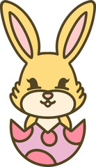 cute easter bunny in egg cartoon
