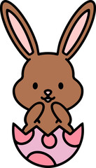 cute easter bunny in egg cartoon