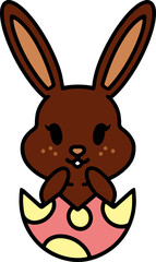 cute easter bunny in egg cartoon