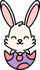 cute easter bunny in egg cartoon