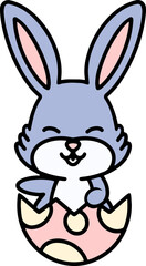 cute easter bunny in egg cartoon
