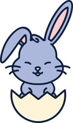 Obraz premium cute easter bunny in egg cartoon