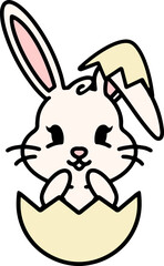 cute easter bunny in egg cartoon