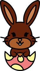 cute easter bunny in egg cartoon
