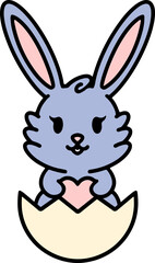 Obraz premium cute easter bunny in egg cartoon