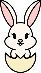 Obraz premium cute easter bunny in egg cartoon