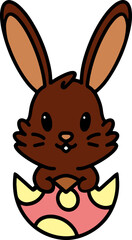 cute easter bunny in egg cartoon