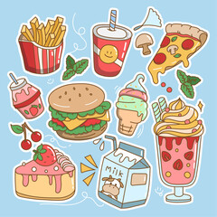 set of food and drink