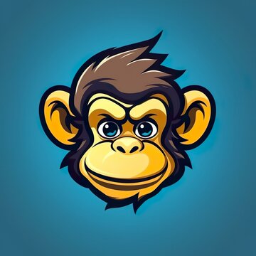 hand drawn cute monkey mascot logo  