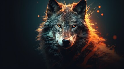 Grey Wolf Portrait with Ample Copy-Space, Capturing the Wild Essence