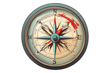 Compass-Directional is an illustration of a vintage directional compass with silver rim used in navigation.