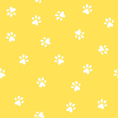 Yellow texture, little paws seamless pattern