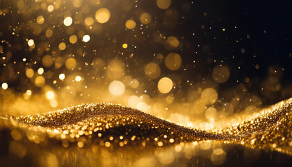 Abstract golden glitter background with elegant movement, symbolizing luxury and opulence