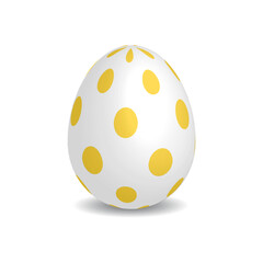 3D Simple white Easter egg with yellow dots