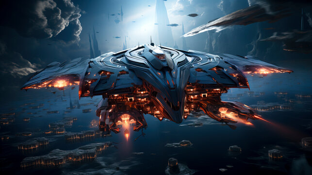 Interstellar Warzone: Galactic Fleet Engagement created with Generative AI technology © Fernando Cortés