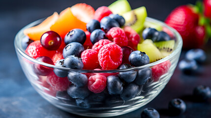 Vibrant Medley of Summer Fruits Bowl created with Generative AI technology