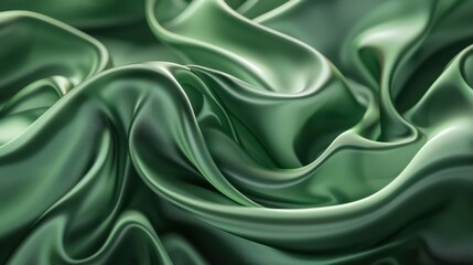 Abstract design of green silk waves background