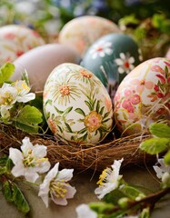 Fototapeta premium easter eggs in a basket