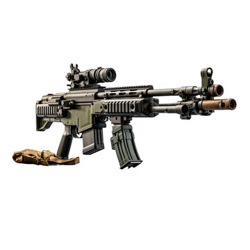 M240 machine gun isolated on transparent background