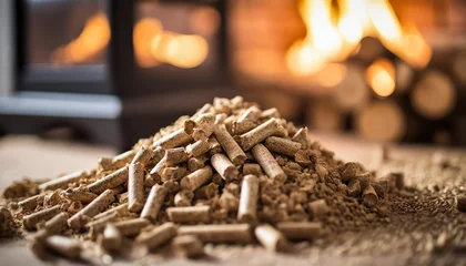   wood pellets for stove, symbolizing warmth and sustainability indoors © Your Hand Please