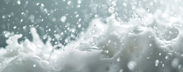 abstract background with white foam flying in air in light place - obrazy, fototapety, plakaty