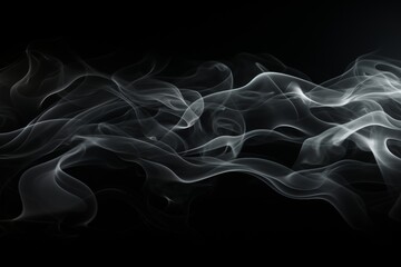 Abstract Smoke on solid black Background. Abstract flowing steam of air humidifier with swirl