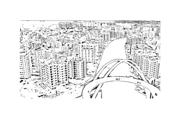 city of Kolkata india. Hand drawn sketch illustration in vector.