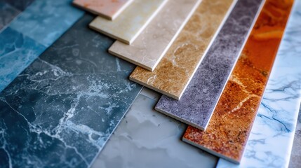 Closeup Selection of color of epoxy grout for ceramic tiles. Concept work of interior designer