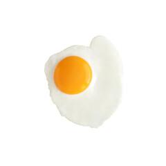 Fried egg isolated on white background. Close-up, top view