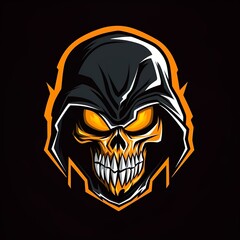 hand drawn skull mascot logo 