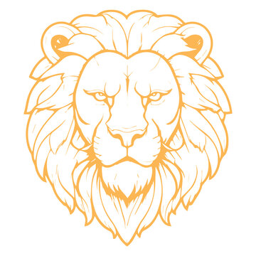 Lion head line art vector illustration