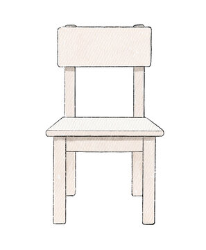 recommend clip art: Watercolor cute cartoon childish chair isolated on white background. Watercolor hand drawn illustration sketch