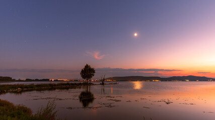 sunset over the lake