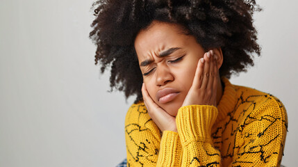 black woman in pain holding her face
