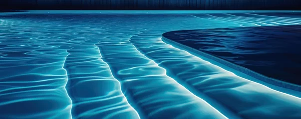 Foto op Plexiglas Glowing lines and stripes in pool at night © ANStudio