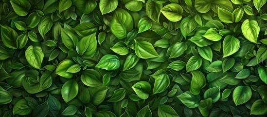 Close up lush foliage vibrant green leaves textured Background. AI generated image - obrazy, fototapety, plakaty