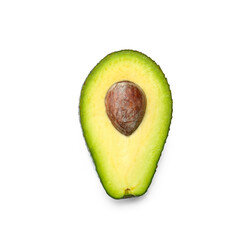Half of tasty ripe avocado on white background