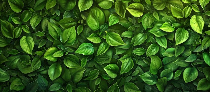 Close up lush foliage vibrant green leaves textured Background. AI generated image