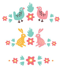 A set of elements for decorating Easter greetings. Greeting card. Artistic graphic illustration. Egg, holiday, Easter. Vector set.