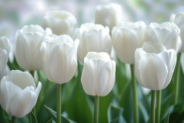 Exquisite View Of Radiant White Tulips In Full Blossom