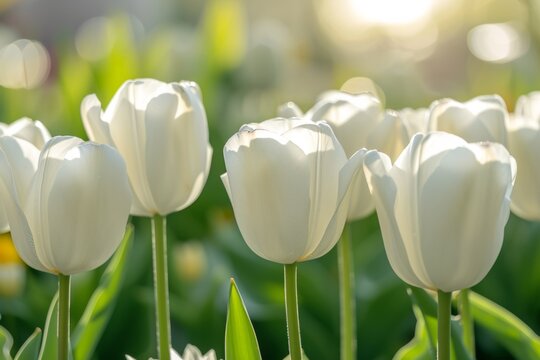 Exquisite Beauty: Detailed Capture Of Blooming White Tulips