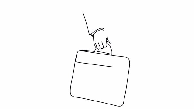 Briefcase, one line drawing animation, video clip with alpha channel.