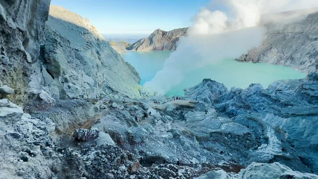 The crater of Kawah Ijen volcano in Java island, Indonesia