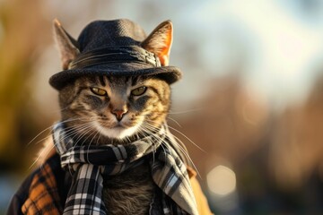 Stylish Feline Sporting Fashionable Attire