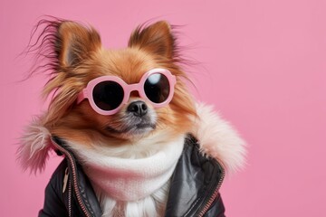 Fashionable Dog In Pink With A Copy Of Outer Space